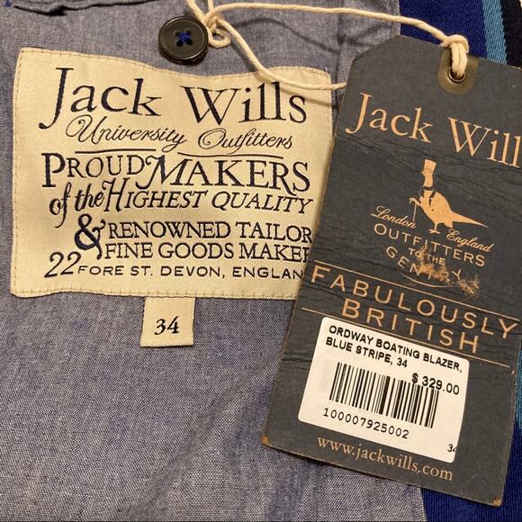Blue striped boating blazer, NEW Jack Wills Ordway unisex preppy academic jacket - Picture 7 of 10